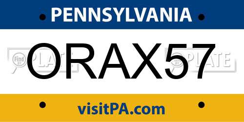 ORAX57 Pennsylvania License Plate