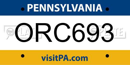 ORC693 Pennsylvania License Plate