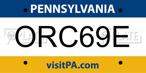 ORC69E Pennsylvania License Plate