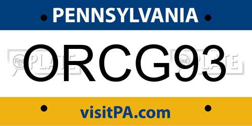 ORCG93 Pennsylvania License Plate