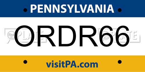 ORDR66 Pennsylvania License Plate