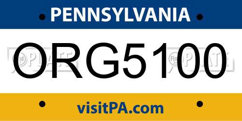 ORG5100 Pennsylvania License Plate