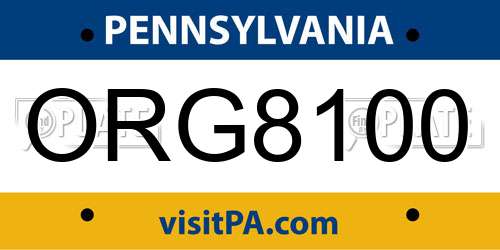 ORG8100 Pennsylvania License Plate