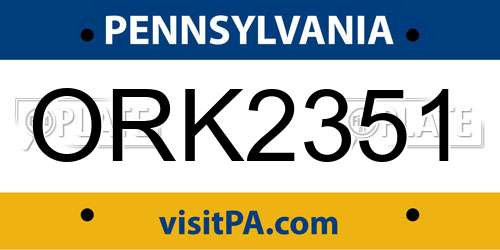 ORK2351 Pennsylvania License Plate