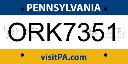 ORK7351 Pennsylvania License Plate