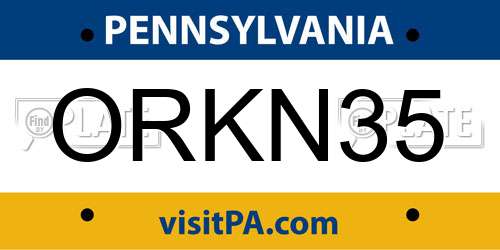 ORKN35 Pennsylvania License Plate