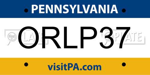 ORLP37 Pennsylvania License Plate