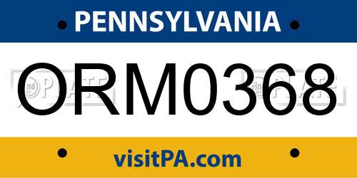 ORM0368 Pennsylvania License Plate