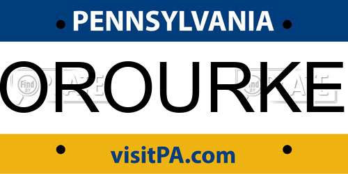 OROURKE Pennsylvania License Plate