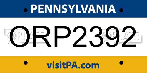 ORP2392 Pennsylvania License Plate