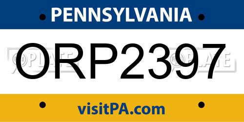 ORP2397 Pennsylvania License Plate