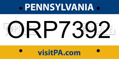 ORP7392 Pennsylvania License Plate