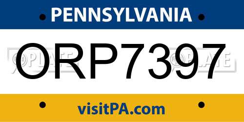 ORP7397 Pennsylvania License Plate