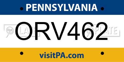 ORV462 Pennsylvania License Plate