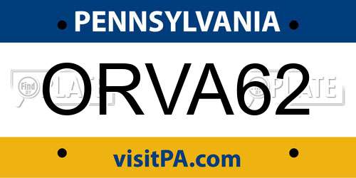 ORVA62 Pennsylvania License Plate