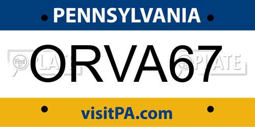 ORVA67 Pennsylvania License Plate