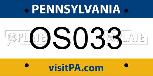 OS033 Pennsylvania License Plate
