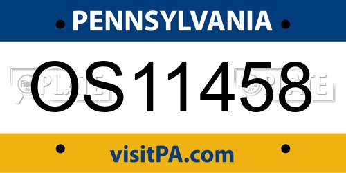 OS11458 Pennsylvania License Plate
