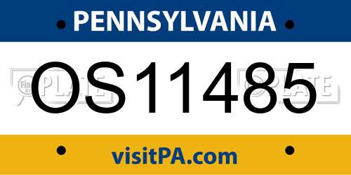 OS11485 Pennsylvania License Plate