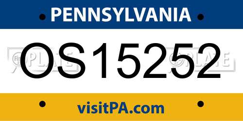 OS15252 Pennsylvania License Plate