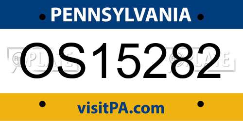 OS15282 Pennsylvania License Plate