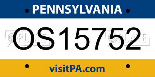 OS15752 Pennsylvania License Plate