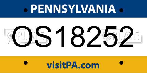 OS18252 Pennsylvania License Plate