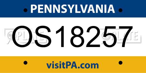 OS18257 Pennsylvania License Plate