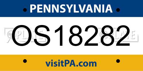 OS18282 Pennsylvania License Plate