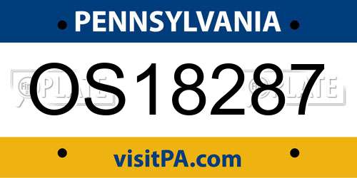 OS18287 Pennsylvania License Plate
