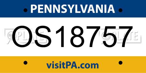 OS18757 Pennsylvania License Plate