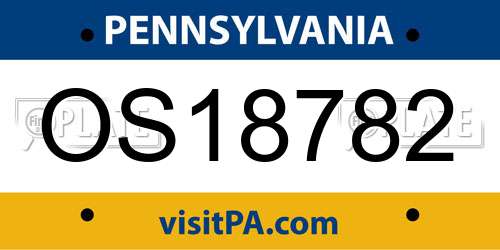 OS18782 Pennsylvania License Plate