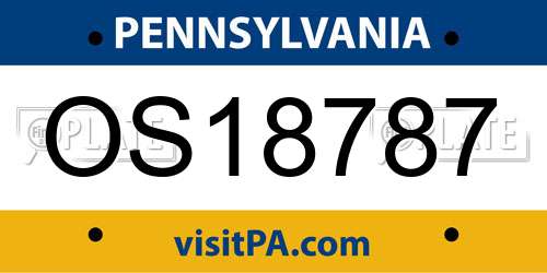 OS18787 Pennsylvania License Plate