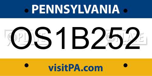 OS1B252 Pennsylvania License Plate