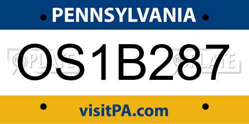 OS1B287 Pennsylvania License Plate