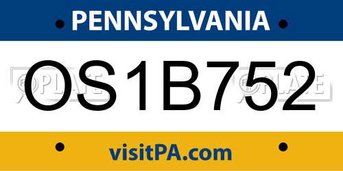 OS1B752 Pennsylvania License Plate