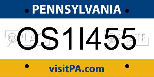OS1I455 Pennsylvania License Plate