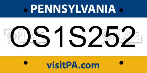 OS1S252 Pennsylvania License Plate