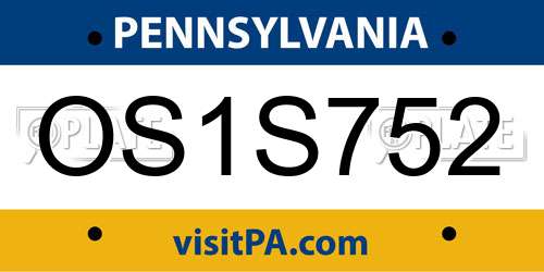 OS1S752 Pennsylvania License Plate