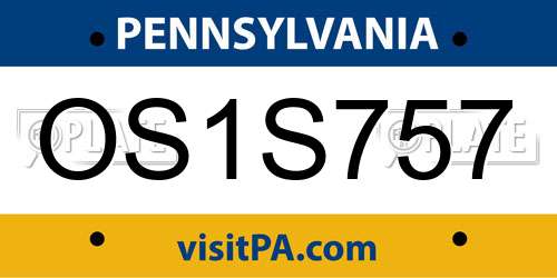 OS1S757 Pennsylvania License Plate