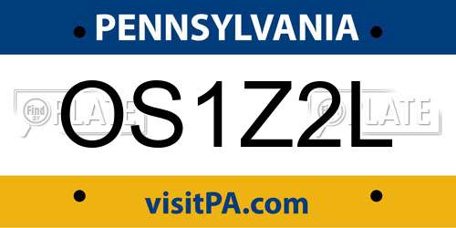 OS1Z2L Pennsylvania License Plate