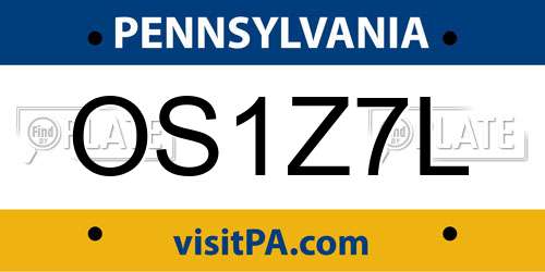 OS1Z7L Pennsylvania License Plate