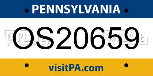 OS20659 Pennsylvania License Plate
