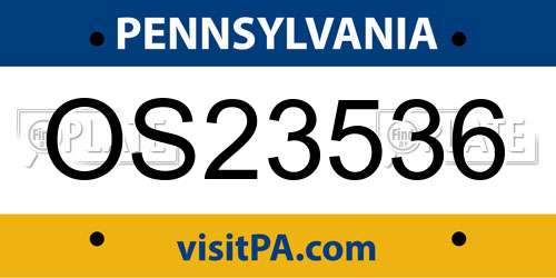 OS23536 Pennsylvania License Plate