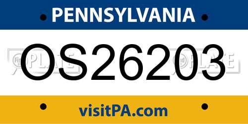 OS26203 Pennsylvania License Plate
