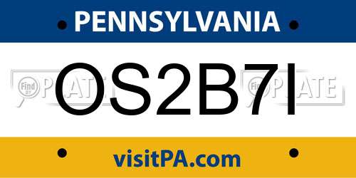 OS2B7I Pennsylvania License Plate