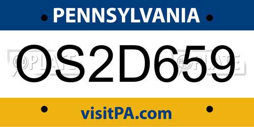 OS2D659 Pennsylvania License Plate