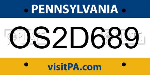 OS2D689 Pennsylvania License Plate