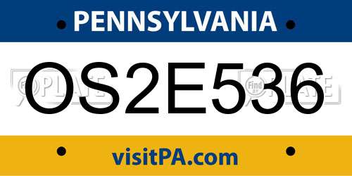 OS2E536 Pennsylvania License Plate