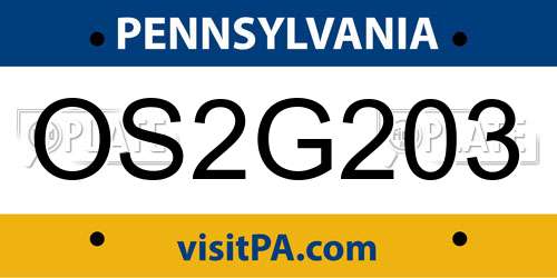 OS2G203 Pennsylvania License Plate